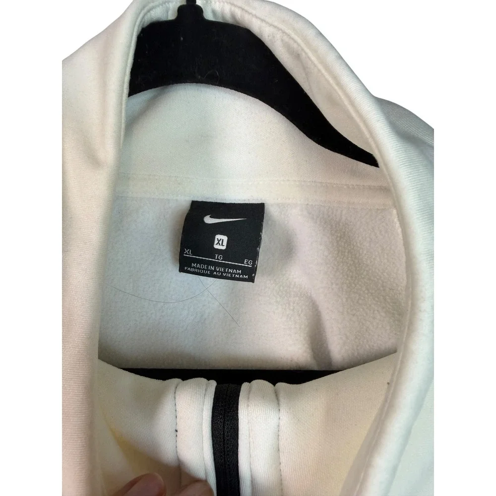 Nike Womens Sail White Quarter Zip Pullover Logo Tape Fleece Sweatshirt XL